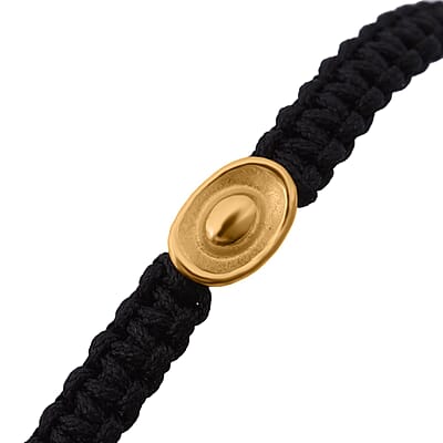 24K Yellow Gold Kim Tung Bracelet in Black Cord Adjustable 0.10 Grams