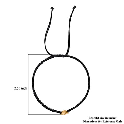 24K Yellow Gold Kim Tung Bracelet in Black Cord Adjustable 0.10 Grams
