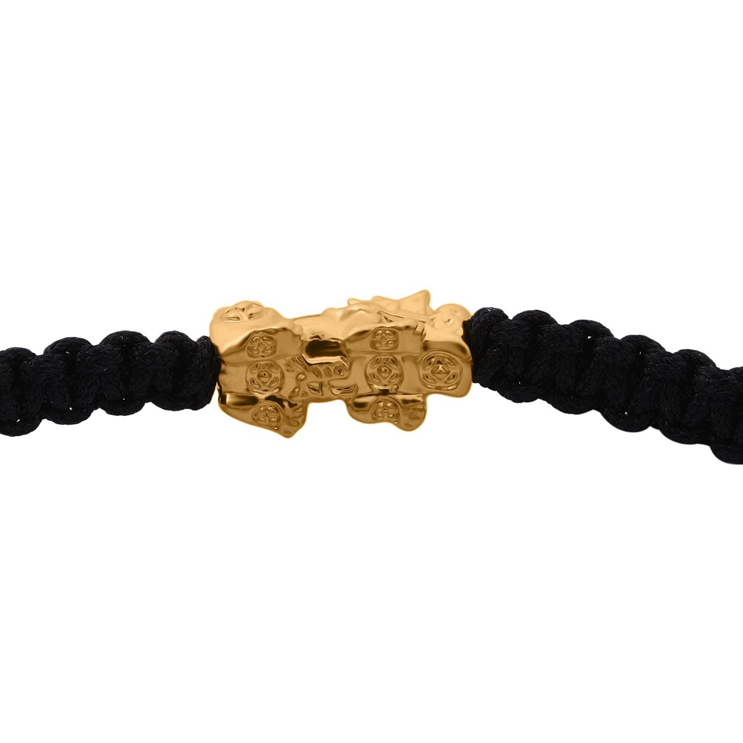 Buy 24K Yellow Gold Pixiu Bracelet in Black Cord Adjustable