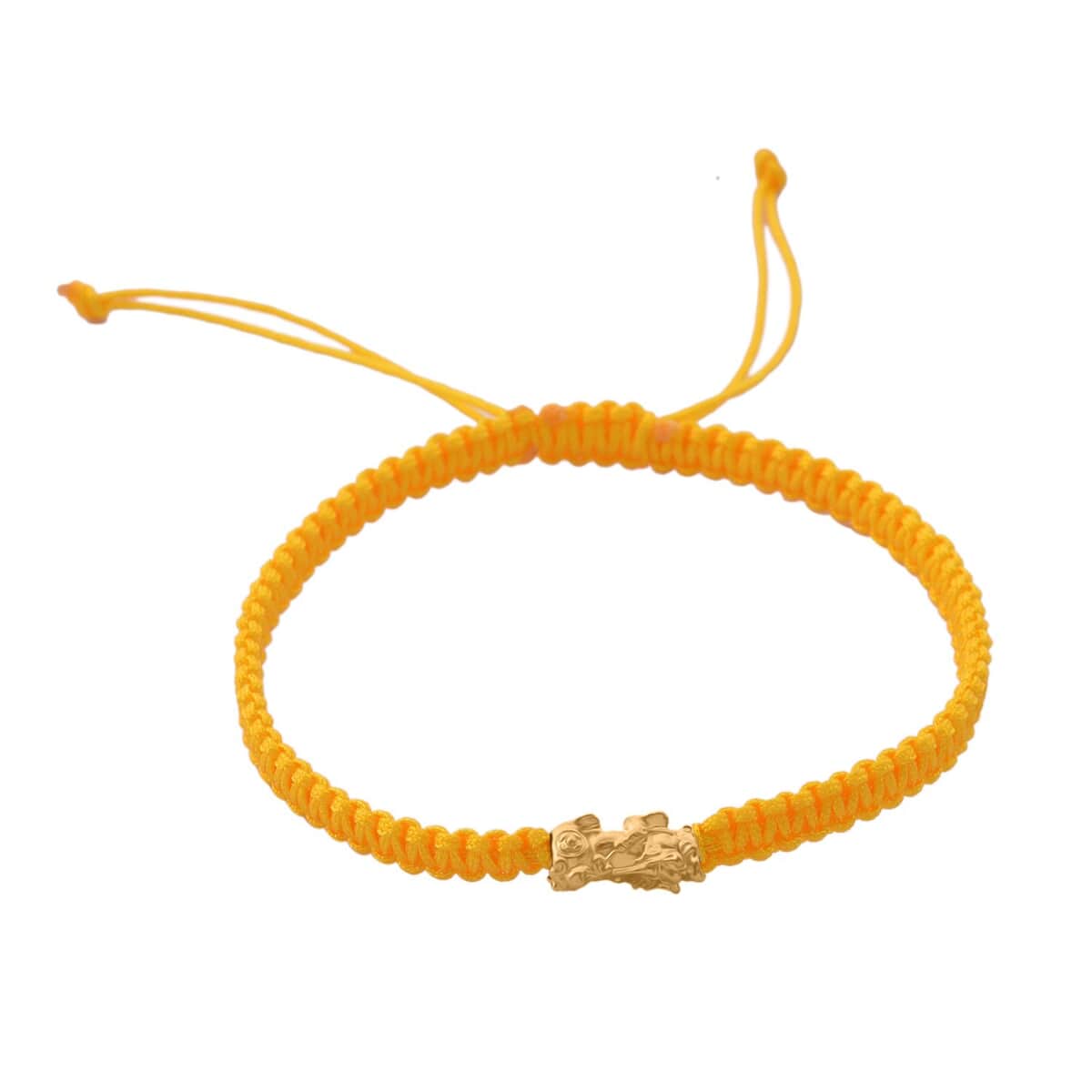 24K Yellow Gold Pixiu Bracelet in Yellow Cord Adjustable image number 0