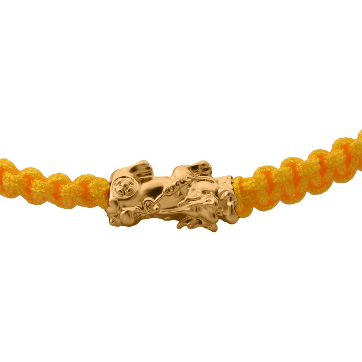 24K Yellow Gold Pixiu Bracelet in Yellow Cord Adjustable image number 2