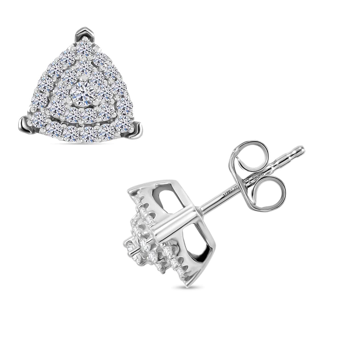 Luxuriant Lab Grown Diamond SI 0.50 ctw Trillion Shape Stud Earrings in Rhodium Over Sterling Silver image number 0