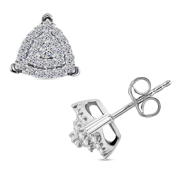 Luxuriant Lab Grown Diamond SI 0.50 ctw Trillion Shape Stud Earrings in Rhodium Over Sterling Silver