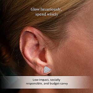 Luxuriant Lab Grown Diamond SI 0.50 ctw Trillion Shape Stud Earrings in Rhodium Over Sterling Silver