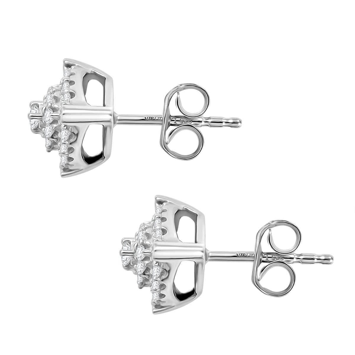 Luxuriant Lab Grown Diamond SI 0.50 ctw Trillion Shape Stud Earrings in Rhodium Over Sterling Silver image number 3