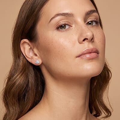Luxuriant Lab Grown Diamond SI 0.50 ctw Trillion Shape Stud Earrings in Rhodium Over Sterling Silver