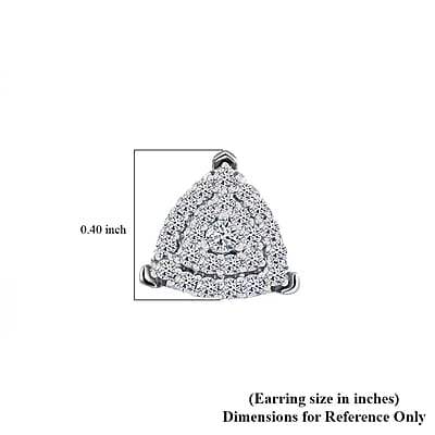 Luxuriant Lab Grown Diamond SI 0.50 ctw Trillion Shape Stud Earrings in Rhodium Over Sterling Silver