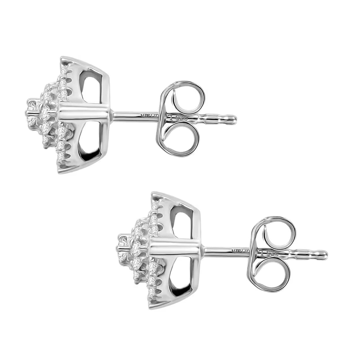 Luxuriant Lab Grown Diamond SI 0.50 ctw Trillion Shape Stud Earrings in Rhodium Over Sterling Silver image number 9