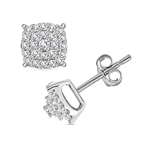 Luxuriant Lab Grown Diamond SI 0.50 ctw Cushion Shape Stud Earrings in Rhodium Over Sterling Silver