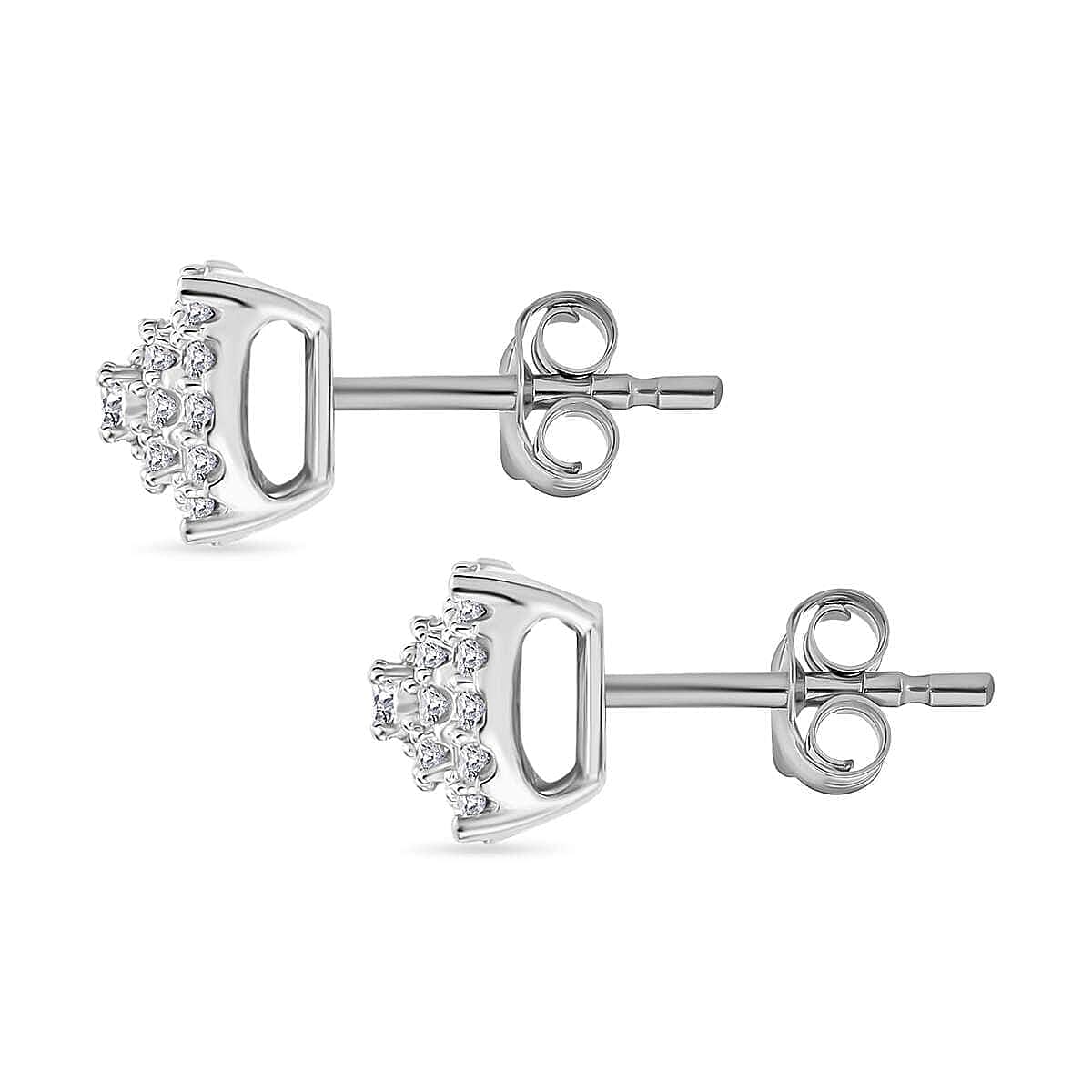 Luxuriant Lab Grown Diamond SI 0.50 ctw Cushion Shape Stud Earrings in Rhodium Over Sterling Silver image number 3