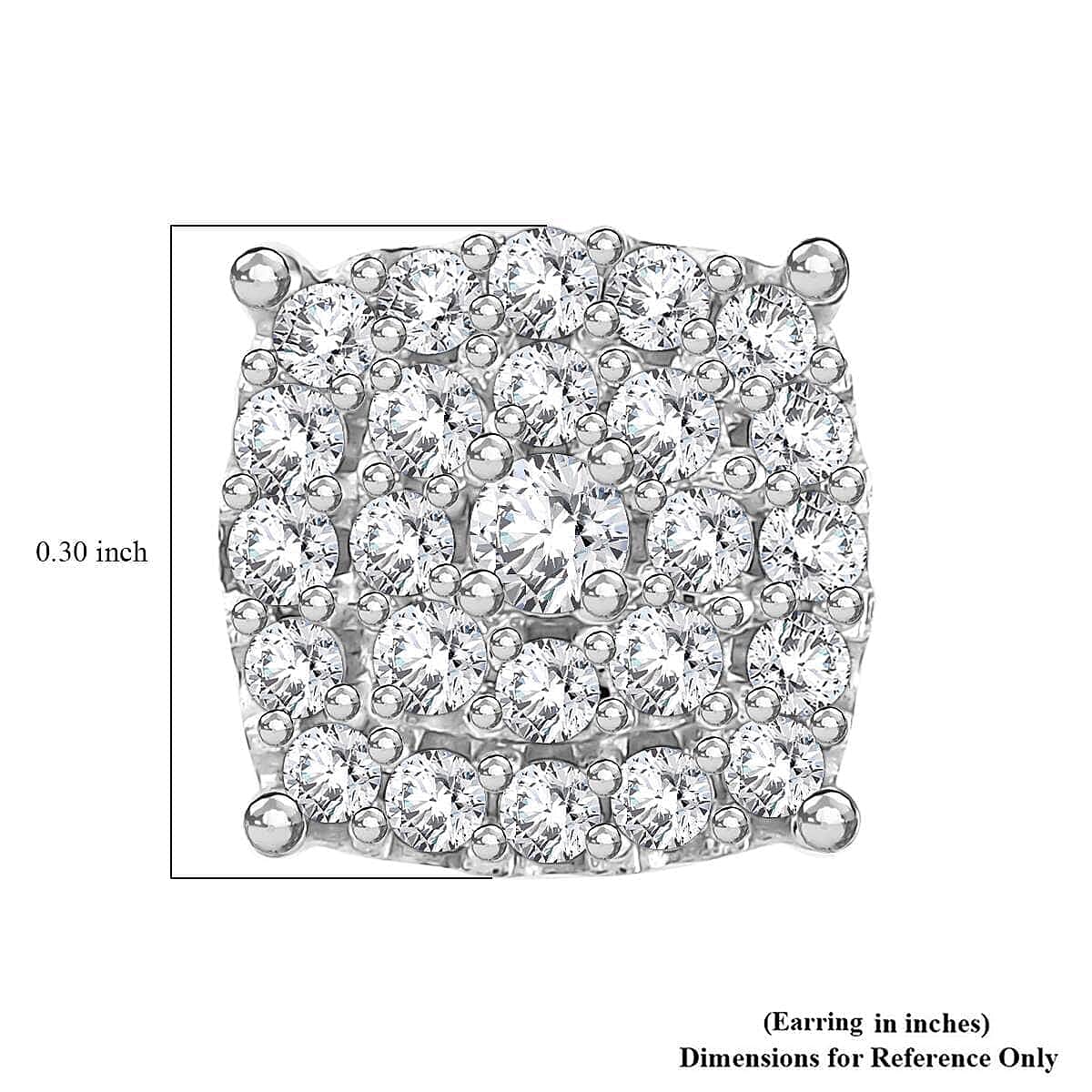 Luxuriant Lab Grown Diamond SI 0.50 ctw Cushion Shape Stud Earrings in Rhodium Over Sterling Silver image number 4