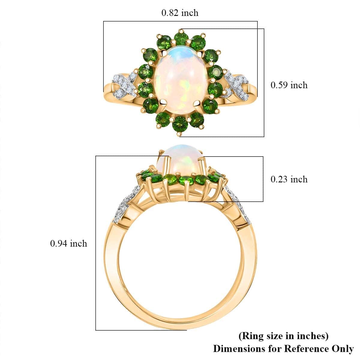 Premium Ethiopian Welo Opal and Multi Gemstone 1.80 ctw Sunburst Ring in 18K Vermeil Yellow Gold Over Sterling Silver (Size 10.0) image number 5