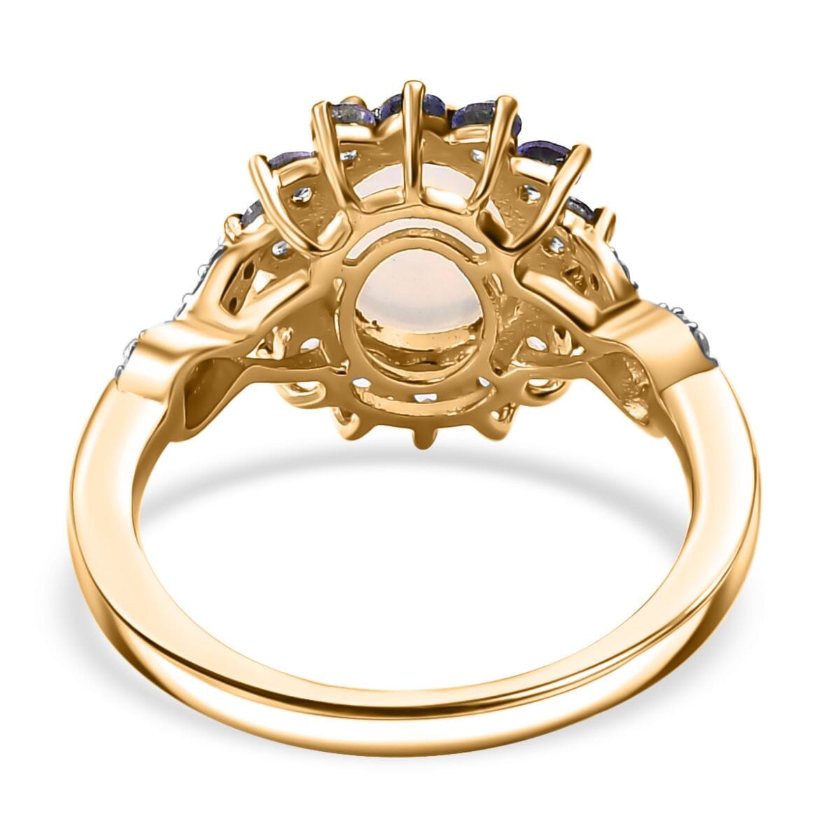 Premium Ethiopian Welo Opal and Multi Gemstone 1.85 ctw Sunburst Ring in 18K Vermeil Yellow Gold Over Sterling Silver (Size 6.0) image number 4