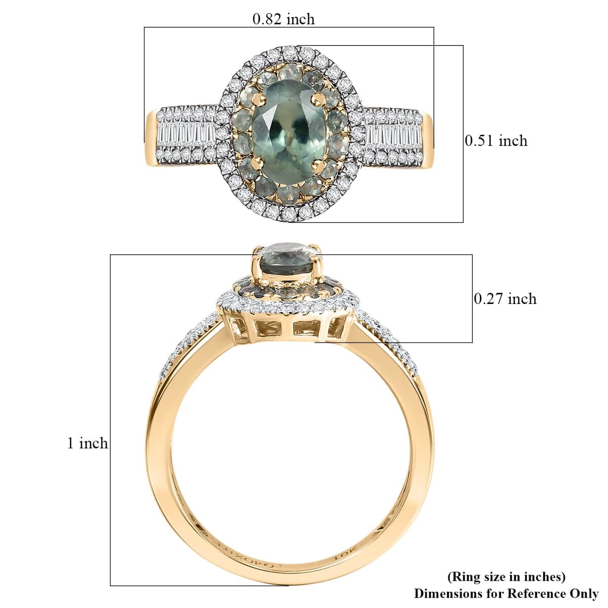 Luxoro AAA Narsipatnam Alexandrite and I2 Diamond 1.35 ctw Double Halo Ring in 10K Yellow Gold (Size 6.5) image number 5