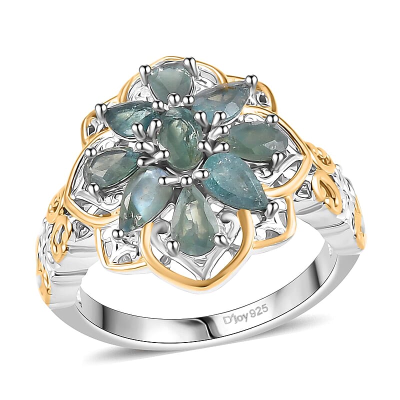 D'Joy Narsipatnam Alexandrite 2.00 ctw Ethereal Bloom Ring in 18K Vermeil YG and Rhodium Over Sterling Silver (Size 10.0)