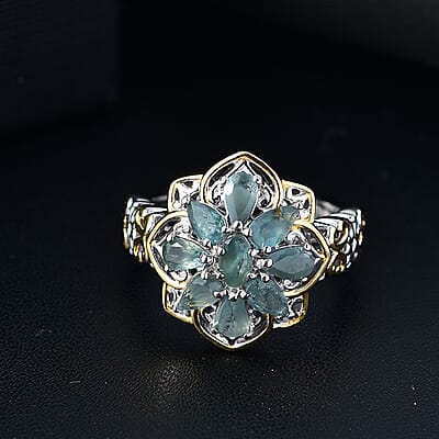 D'Joy Narsipatnam Alexandrite 2.00 ctw Ethereal Bloom Ring in 18K Vermeil YG and Rhodium Over Sterling Silver (Size 10.0)