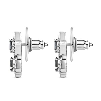 D'Joy Narsipatnam Alexandrite and White Zircon 1.60 ctw Leaf Earrings in Rhodium Over Sterling Silver
