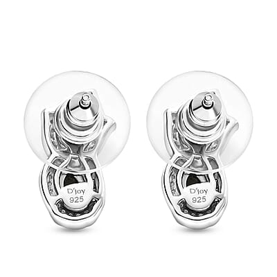 D'Joy Narsipatnam Alexandrite and White Zircon 1.60 ctw Leaf Earrings in Rhodium Over Sterling Silver