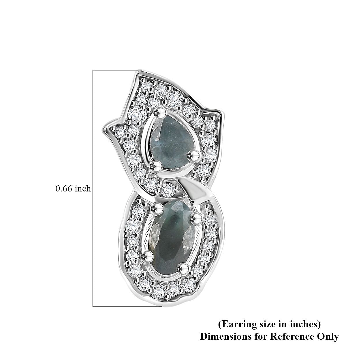 D'Joy Narsipatnam Alexandrite and White Zircon 1.60 ctw Leaf Earrings in Rhodium Over Sterling Silver