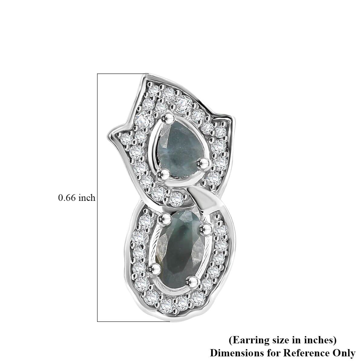 Narsipatnam Alexandrite and White Zircon 1.60 ctw Leaf Earrings in Rhodium Over Sterling Silver image number 5