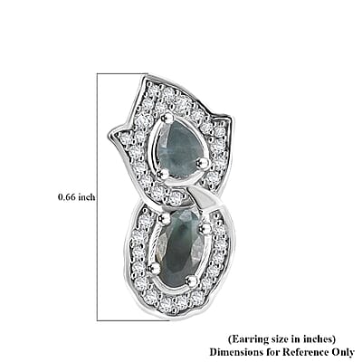 D'Joy Narsipatnam Alexandrite and White Zircon 1.60 ctw Leaf Earrings in Rhodium Over Sterling Silver