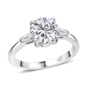 Moissanite 2.00 ctw Ring in Rhodium Over Sterling Silver (Size 10.0)