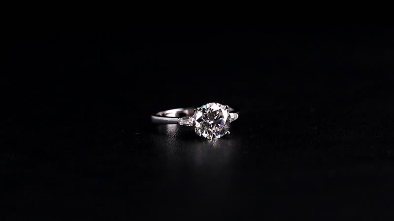 Moissanite (Rnd 8mm) Ring in Rhodium Over Sterling Silver (Size 10.0) 2.00 ctw