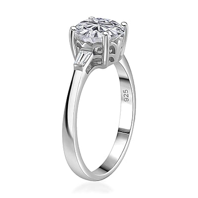 Moissanite 2.00 ctw Ring in Rhodium Over Sterling Silver (Size 10.0)