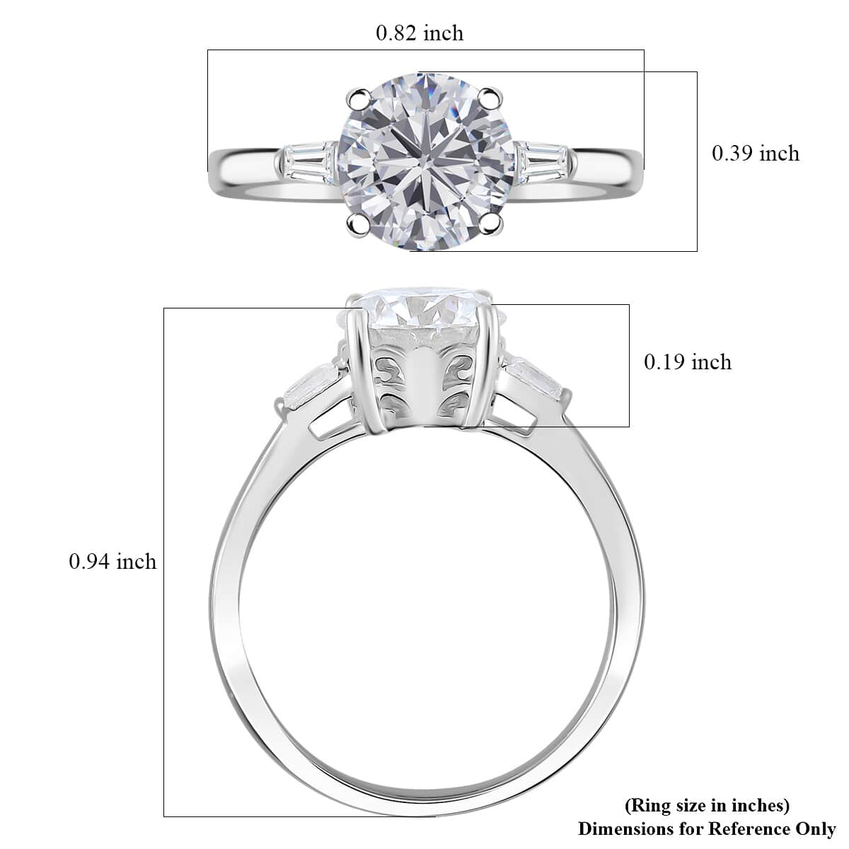 Moissanite 2.00 ctw Ring in Rhodium Over Sterling Silver (Size 10.0) image number 5