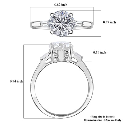 Moissanite 2.00 ctw Ring in Rhodium Over Sterling Silver (Size 10.0)