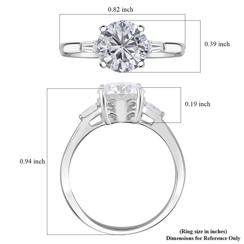 Moissanite 2.00 ctw Ring in Rhodium Over Sterling Silver (Size 10.0)