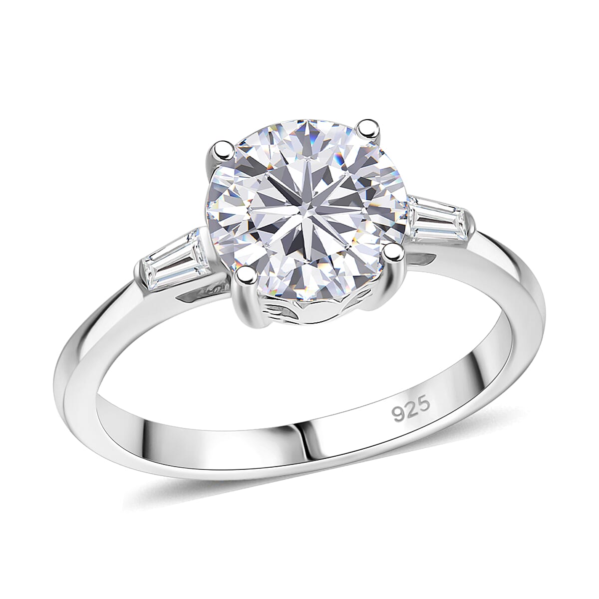Moissanite 2.00 ctw Ring in Rhodium Over Sterling Silver (Size 7.0) image number 0