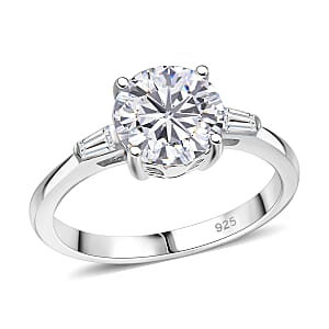 Moissanite 2.00 ctw Ring in Rhodium Over Sterling Silver (Size 7.0)