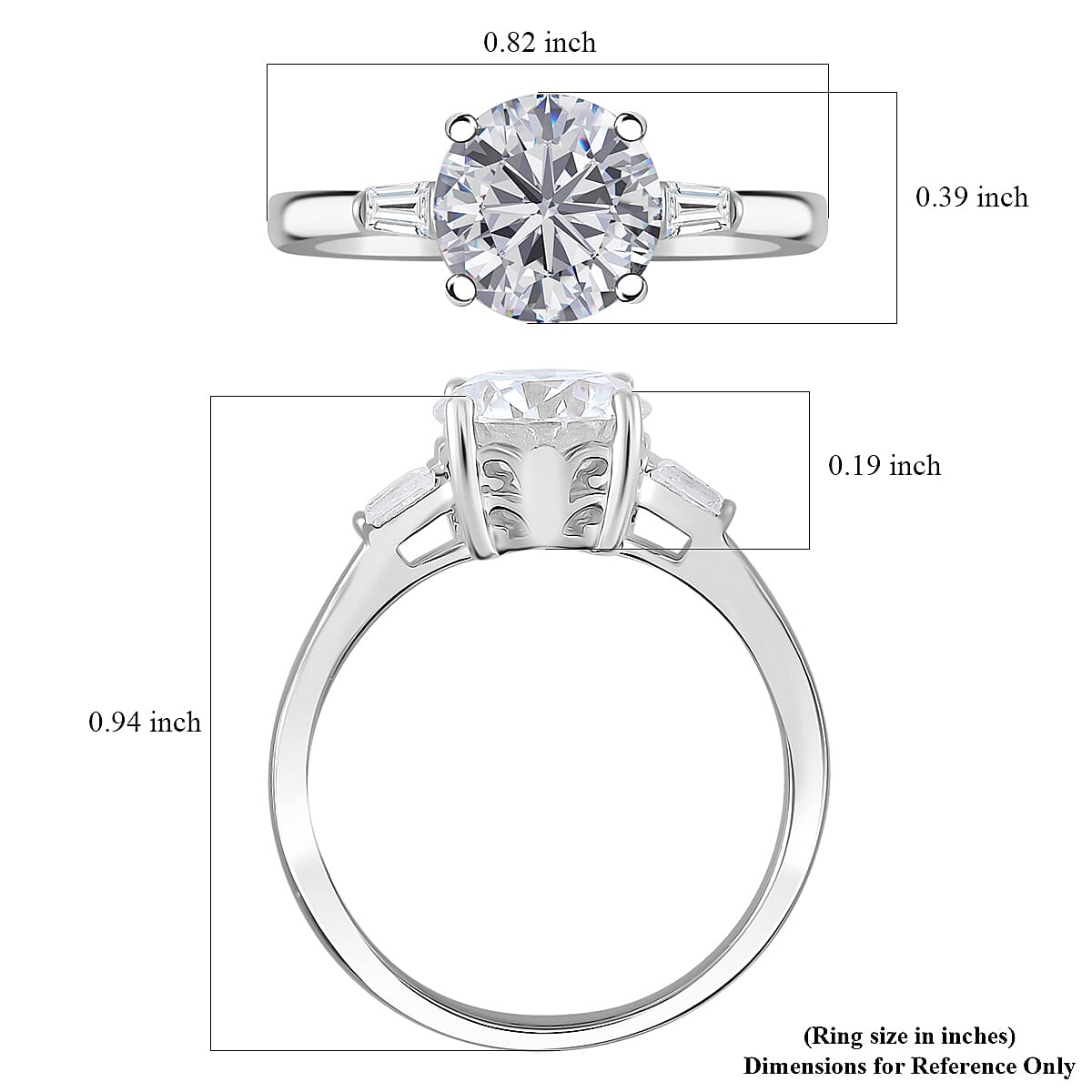 Moissanite 2.00 ctw Ring in Rhodium Over Sterling Silver (Size 7.0) image number 5