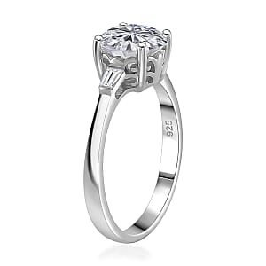 Moissanite 2.00 ctw Ring in Rhodium Over Sterling Silver (Size 8.0)