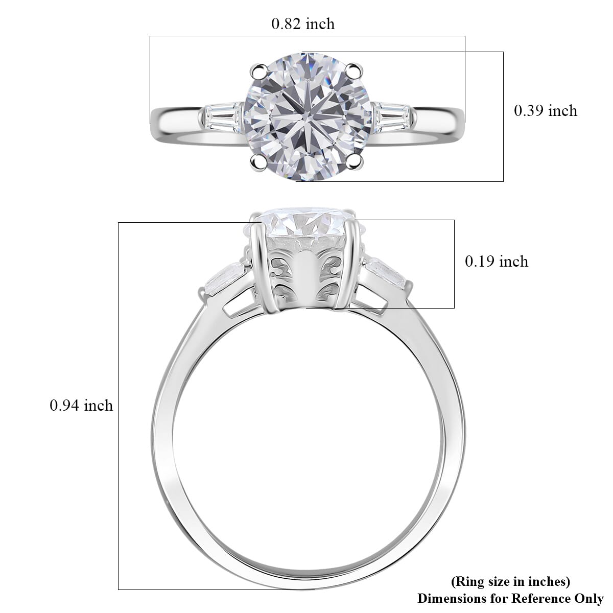 Moissanite 2.00 ctw Ring in Rhodium Over Sterling Silver (Size 9.0) image number 5