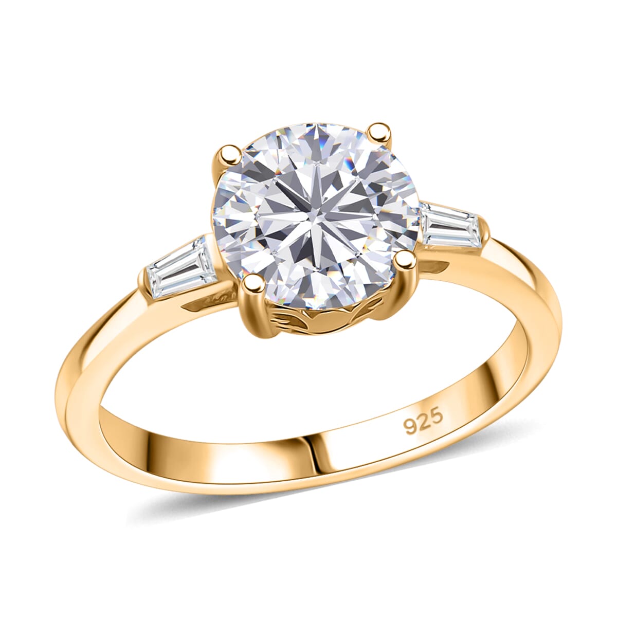 Moissanite 2.00 ctw Ring in Vermeil Yellow Gold Over Sterling Silver (Size 7.0) image number 0