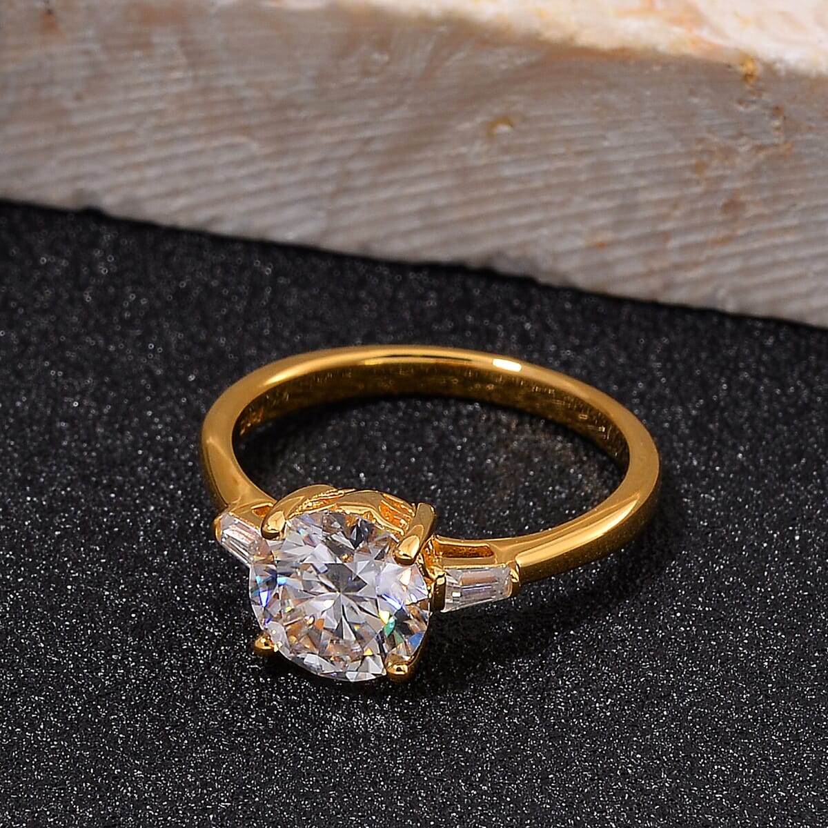 Moissanite 2.00 ctw Ring in Vermeil Yellow Gold Over Sterling Silver (Size 7.0) image number 1