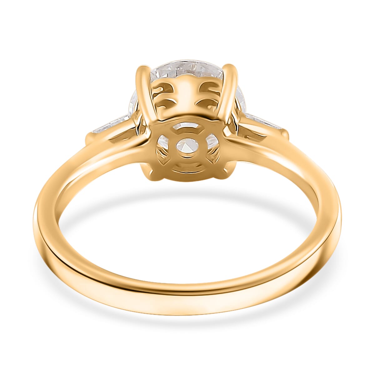 Moissanite 2.00 ctw Ring in Vermeil Yellow Gold Over Sterling Silver (Size 7.0) image number 4