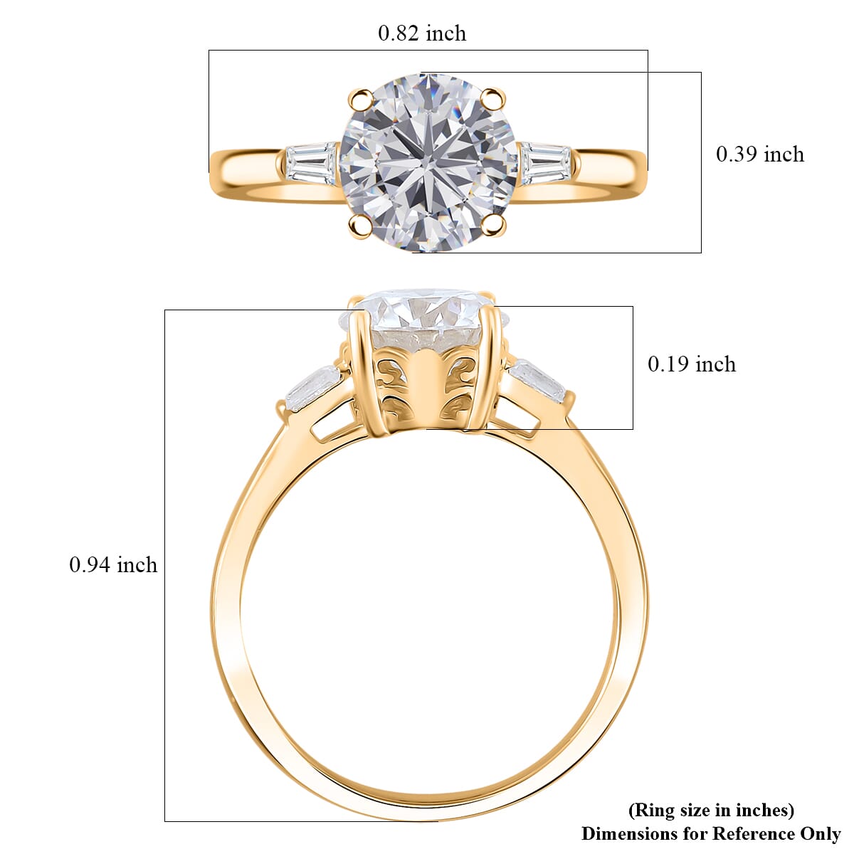 Moissanite 2.00 ctw Ring in Vermeil Yellow Gold Over Sterling Silver (Size 7.0) image number 5