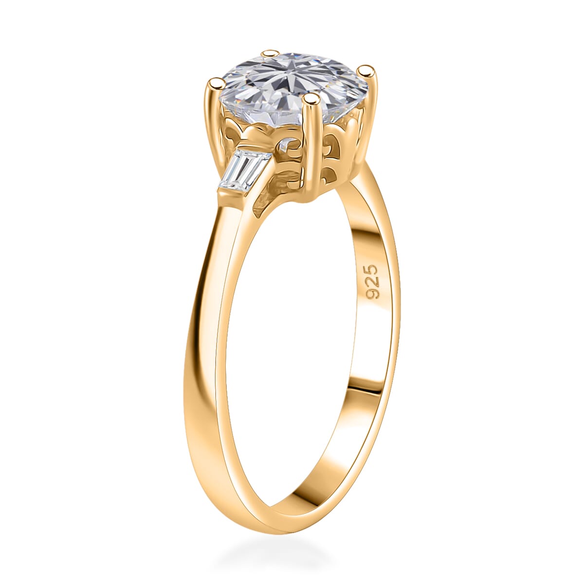Moissanite 2.00 ctw Ring in Vermeil Yellow Gold Over Sterling Silver (Size 9.0) image number 3