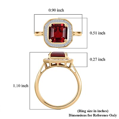 Luxoro Premium Mexican Cherry Fire Opal and G-H I3 Diamond 1.90 ctw Ring in 10K Yellow Gold (Size 10.0)