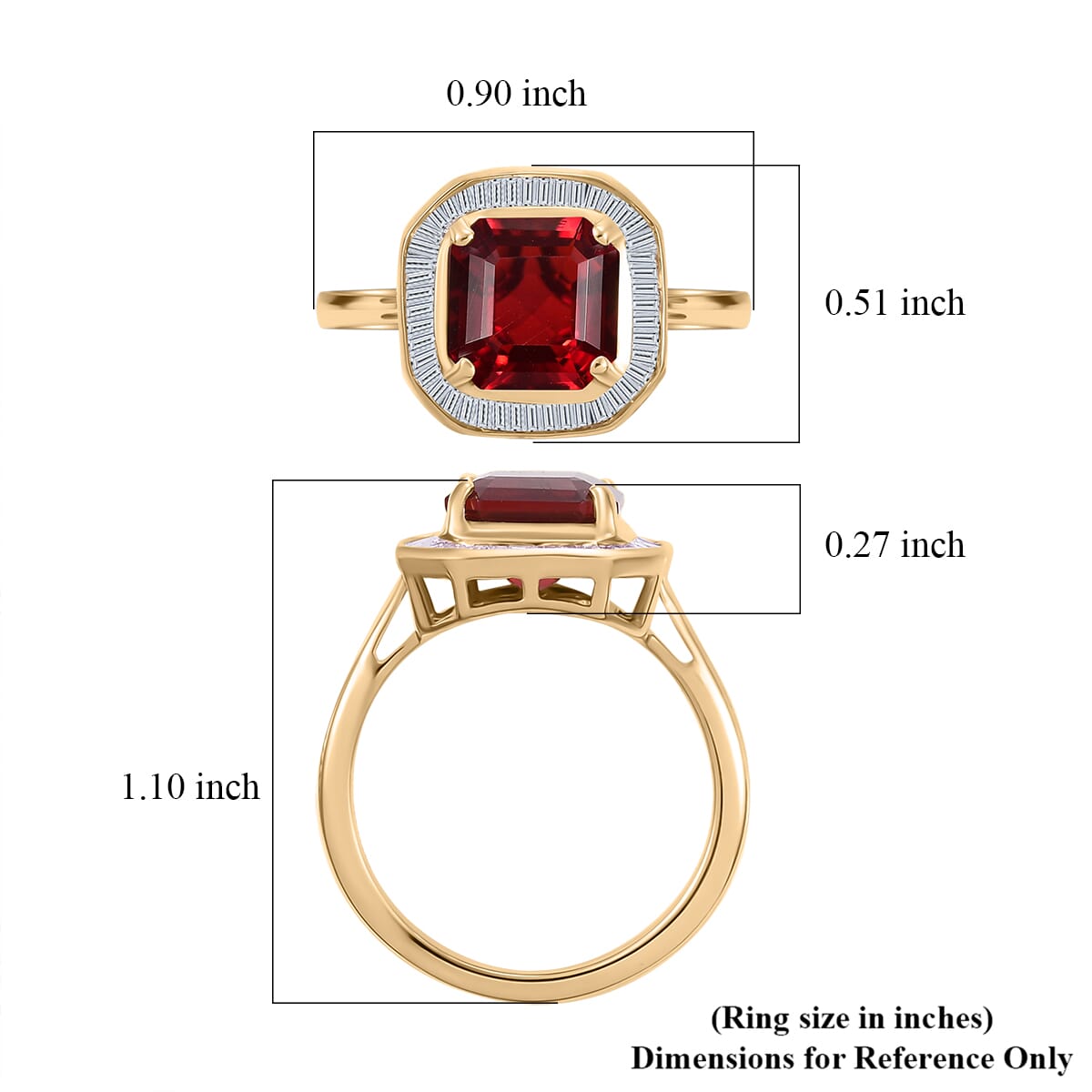 Luxoro Premium Mexican Cherry Fire Opal and G-H I3 Diamond 1.90 ctw Ring in 10K Yellow Gold (Size 7.0) image number 5