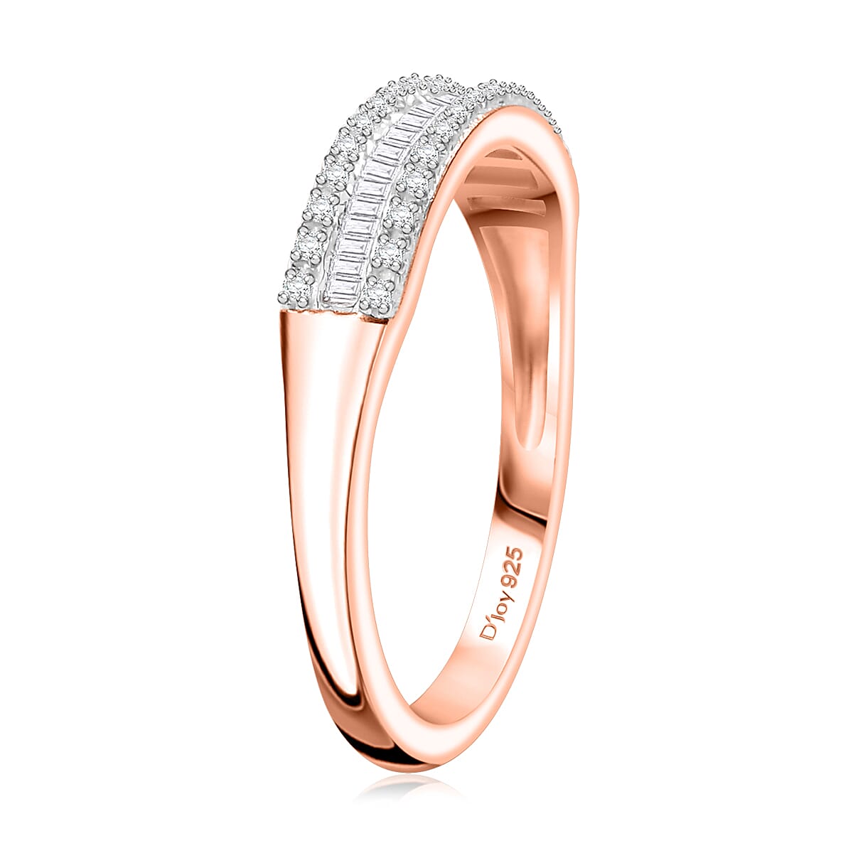 D'Joy Diamond 0.25 ctw Band Ring in 18K Vermeil Rose Gold Over Sterling Silver (Size 10.0)