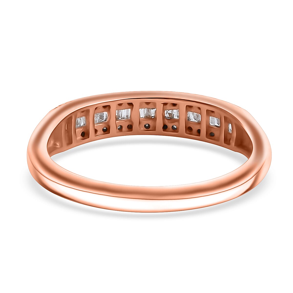 D'Joy Diamond 0.25 ctw Band Ring in 18K Vermeil Rose Gold Over Sterling Silver (Size 10.0)