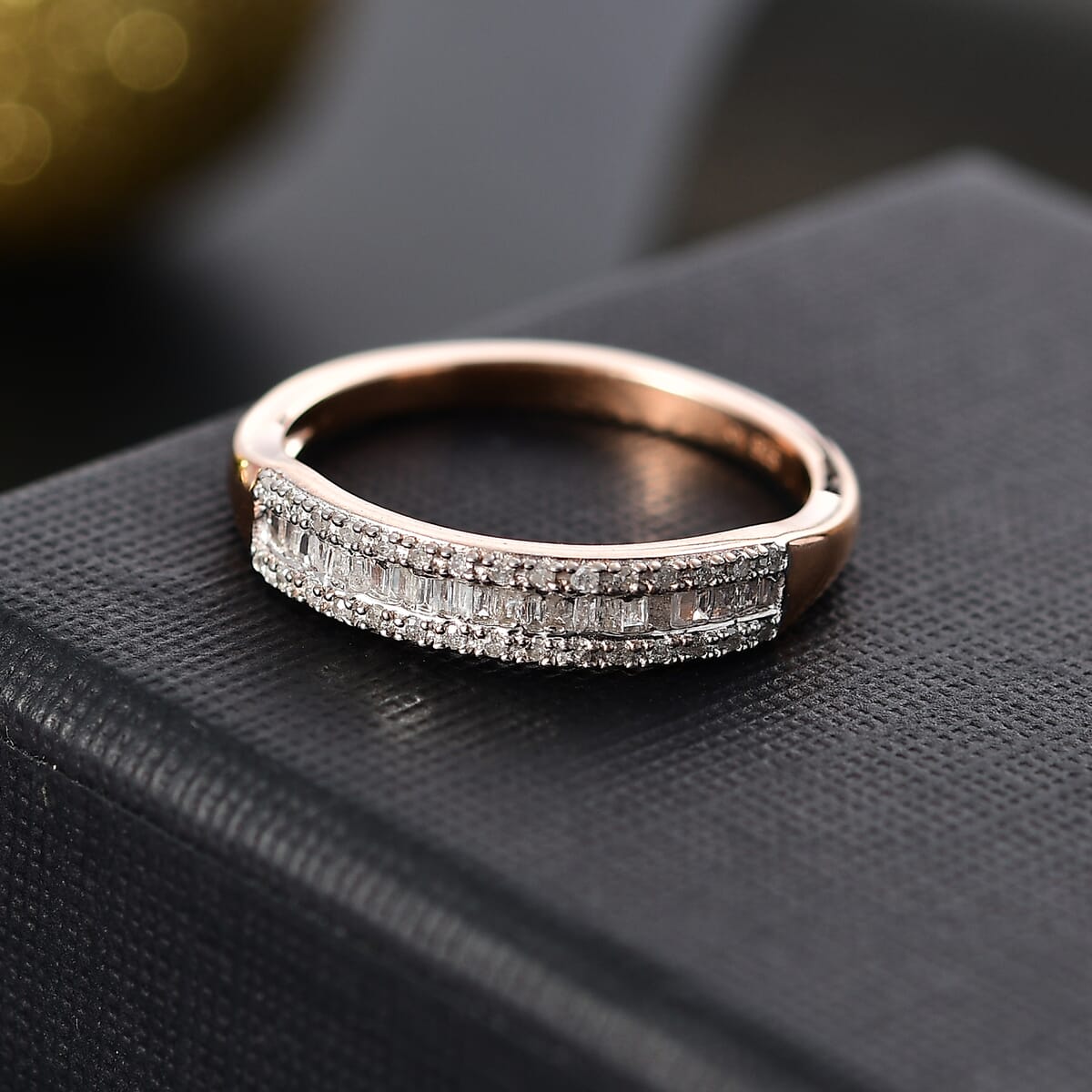 D'Joy Diamond 0.25 ctw Band Ring in 18K Vermeil Rose Gold Over Sterling Silver (Size 5.0) image number 1