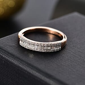 D'Joy Diamond 0.25 ctw Band Ring in 18K Vermeil Rose Gold Over Sterling Silver (Size 6.0)