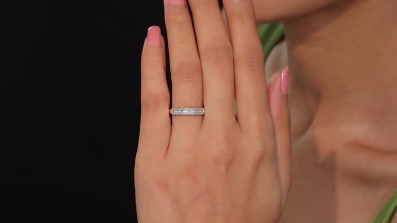 Doorbuster White Diamond Band Ring in 18K Vermeil RG Over Sterling Silver (Size 7.0) 0.20 ctw
