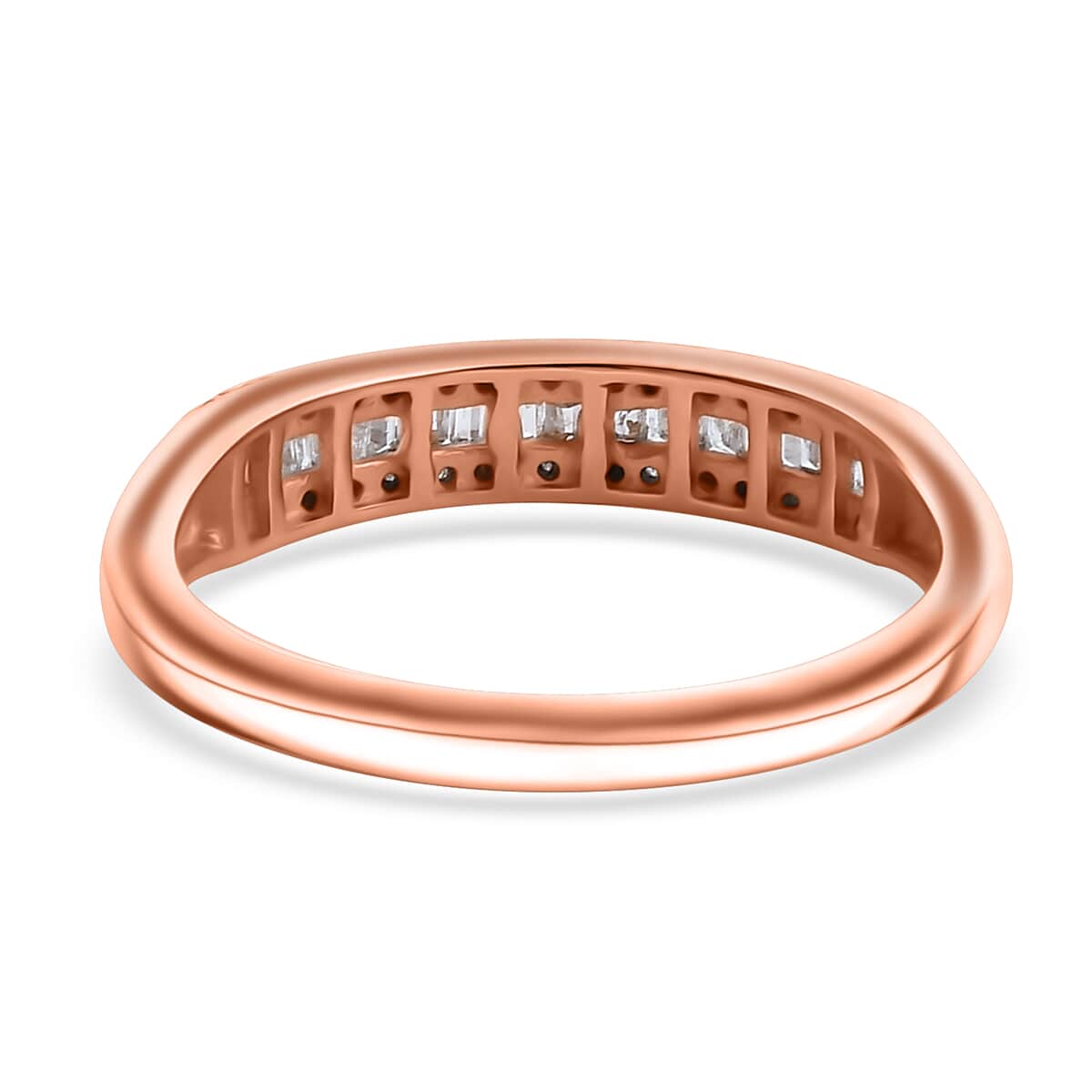 White Diamond 0.20 ctw Band Ring in 18K Vermeil Rose Gold Over Sterling Silver (Size 7.0) image number 4