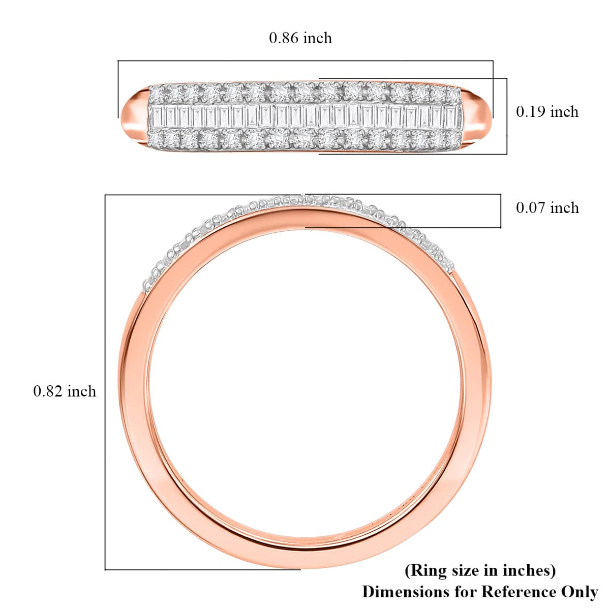 White Diamond 0.20 ctw Band Ring in 18K Vermeil Rose Gold Over Sterling Silver (Size 7.0) image number 5